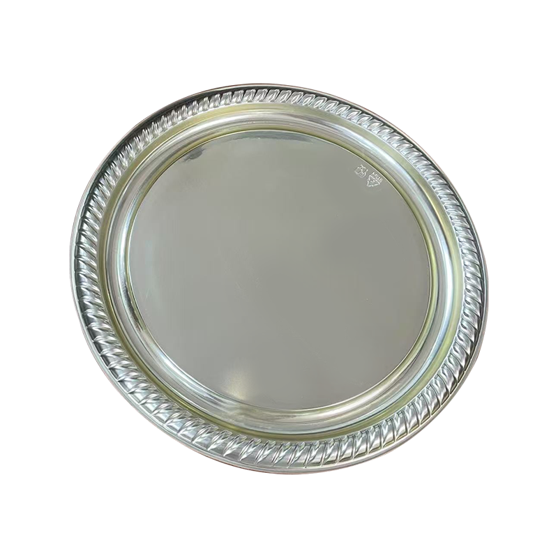 রূপালী পাখা আকৃতির প্রান্ত বৃত্তাকার ট্রে